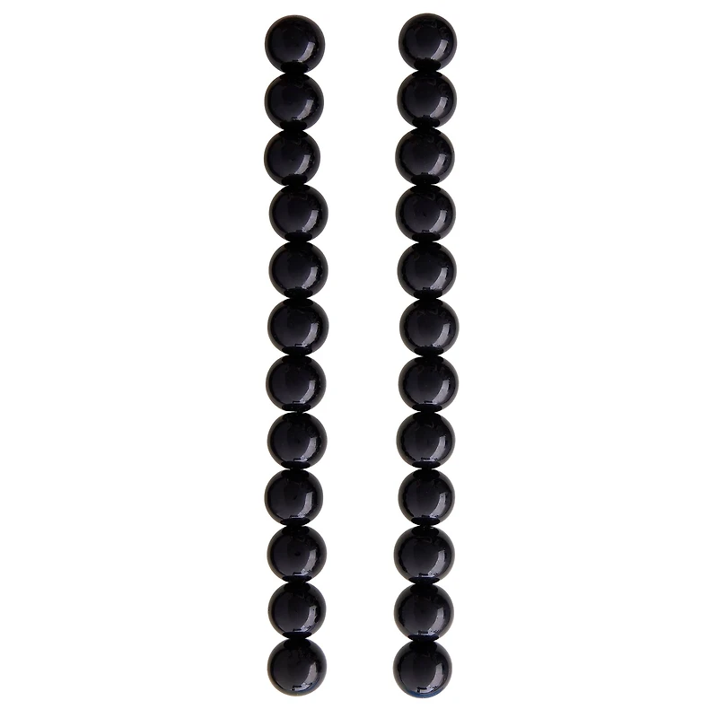 12 Pack: Black Round Glass Beads, 14mm by Bead Landing™