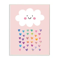 Stupell Industries Raining Rainbow Hearts with Happy Cloud Wood Wall Plaque