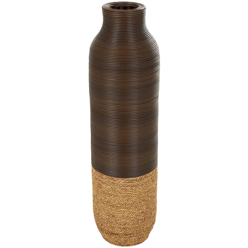 32" Dark Brown Seagrass Handmade Vase