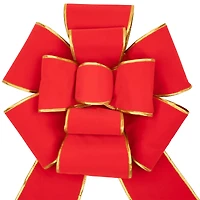 40" Red 3D 11-Loop Velveteen Christmas Bow with Gold Trim