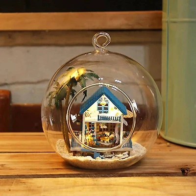 Wizardi Miniature Roombox Romantic Beach House Dollhouse Kit