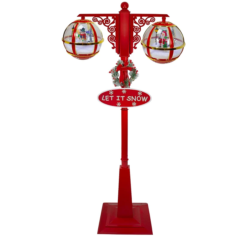 6ft. Lighted Red & Gold Musical Double Christmas Street Lamp