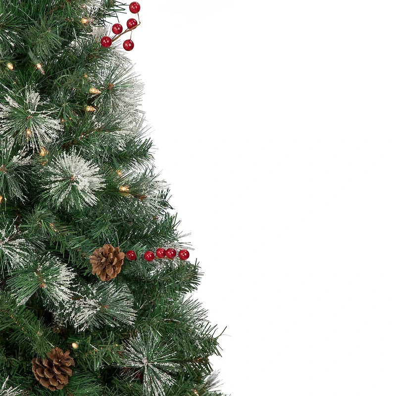 4ft. Pre-Lit Frosted Carolina Berry Spruce Artificial Christmas Tree, Clear Lights