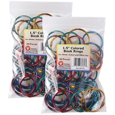 Hygloss® Book Rings, 1.1/2",  2 Packs of 100