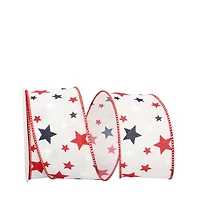 The Ribbon Roll 2.5" x 10yd. Linen Wired Stars America Ribbon