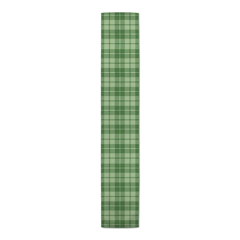Green Plaid Outdoor Table Runner