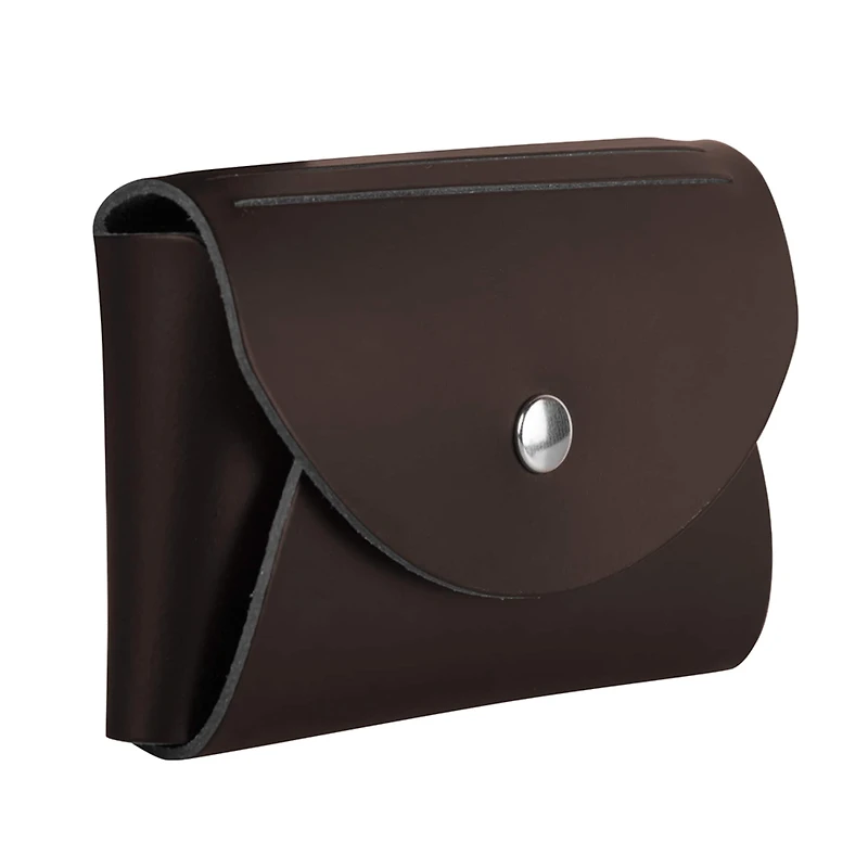 JAM Paper Italian Leather Business Card Holder Case with Round Flap