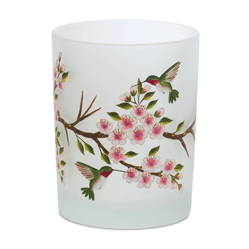 5" Glass Hummingbird Votive Candle Holder Set