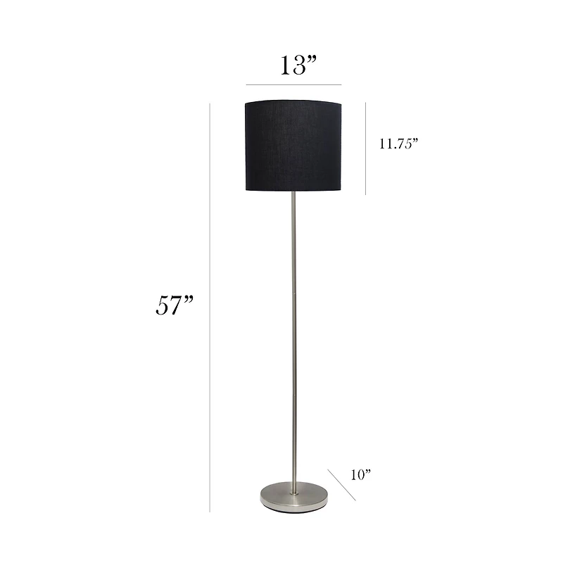 Simple Designs 57" Brushed Nickel Drum Shade Floor Lamp