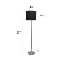 Simple Designs 57" Brushed Nickel Drum Shade Floor Lamp