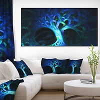 Designart - Magical Blue Psychedelic Tree - Oversized Abstract Canvas Art Print