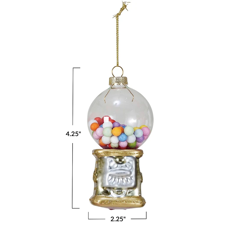 Hello Honey® 4.25" Glass Gumball Machine Ornament with Glitter