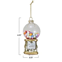 Hello Honey® 4.25" Glass Gumball Machine Ornament with Glitter