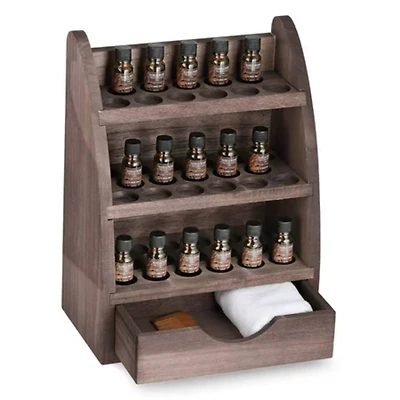 NEX™ 3 Tier Rustic Wooden Essential Oil/Nail Polish Holder with Drawer