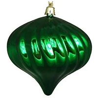 4ct Shiny Christmas Green Swirl Shatterproof Onion Ornaments