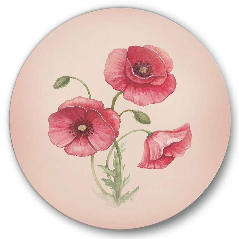 Designart - Retro Poppy Flowers