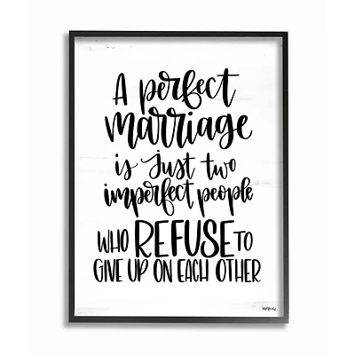 Stupell Industries Perfect Marriage Imperfect People Phrase Love Quote Black Framed Wall Art