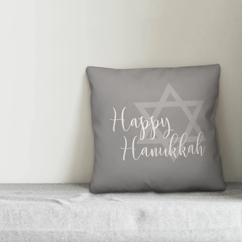 Happy Hanukkah Star of David 18x18 Spun Poly Pillow