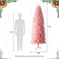 7.5ft. Unlit Pink Pencil Tinsel Artificial Christmas Tree