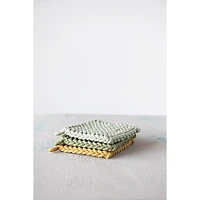Hello Honey® 8" Yellow & Green Square Cotton Crocheted Pot Holder Set