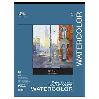 Pro Art® 140lb. Watercolor Paper Pad, 18" x 24"