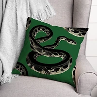 Emerald Green Snake 18" x 18" Spun Poly Pillow