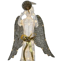 51" Pre-Lit LED Gold & White Trumpeting Angel