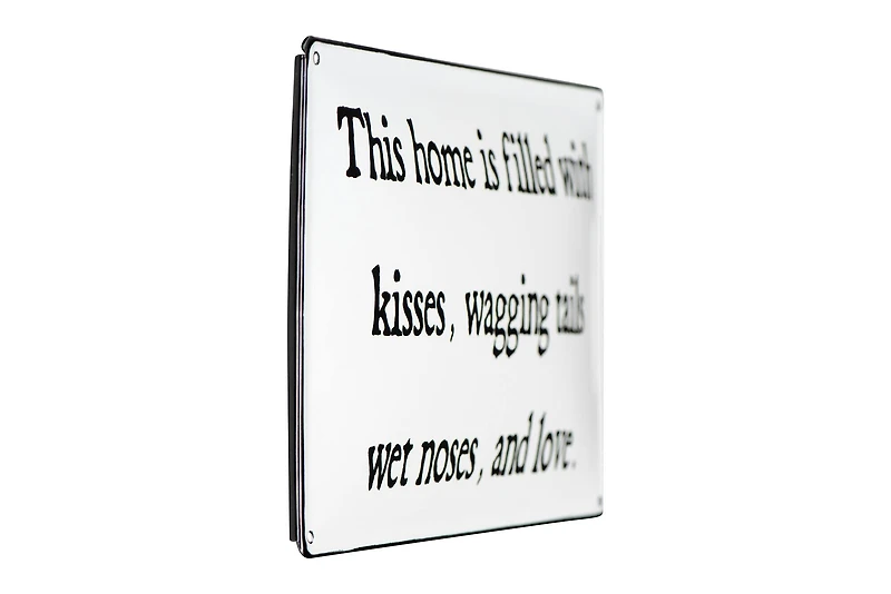 Hello Honey® 12" Black and White Kisses Wagging Tails Wet Noses Enameled Metal Wall Décor