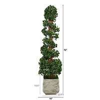 6ft. English Ivy Topiary Spiral Artificial Tree in White Planter UV Resistant (Indoor/Outdoor)