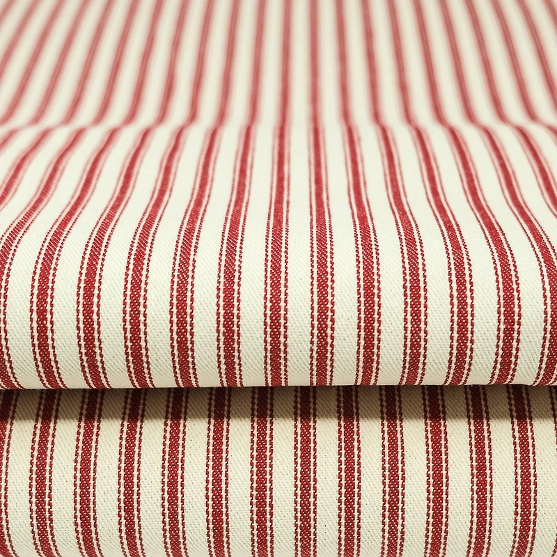 Roc-Lon Woven Stripe Ticking Red Fabric