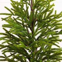 32in. Artificial Real Touch Norfolk Island Pine in Christmas Tin Metal Planter with Natural Look