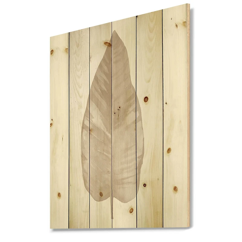 Designart - Dried Leaf Plant Beige On White