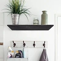 Small Black Wedge Wood Floating Wall Shelf