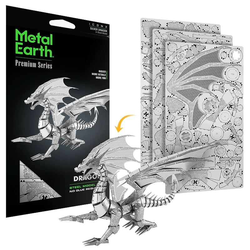 Metal Earth® Silver Dragon Steel Model Kit