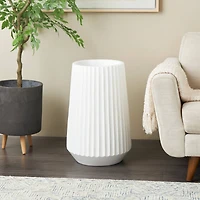 Large White Ribbed Resin Floor Vase