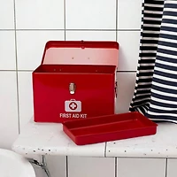 Mind Reader Red Large First Aid Kit Box With Detachable Tray & Top Handles