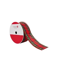 2.5" x 80ft. Red Tartan Wired Jumbo Ribbon by Celebrate It®