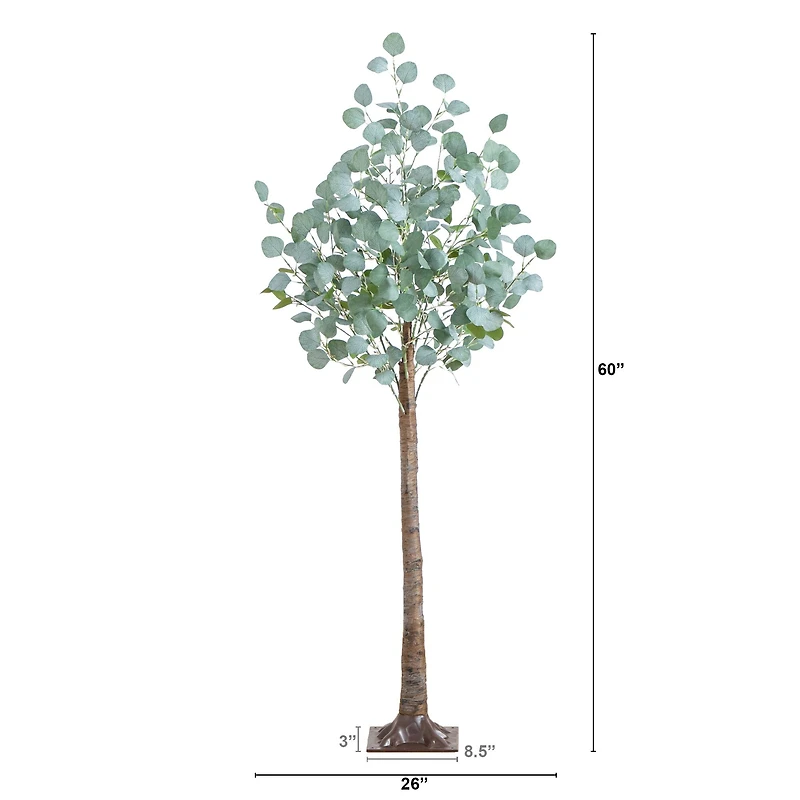 5ft. Pre-Lit Artificial Eucalyptus Tree with Warm White LED Lights