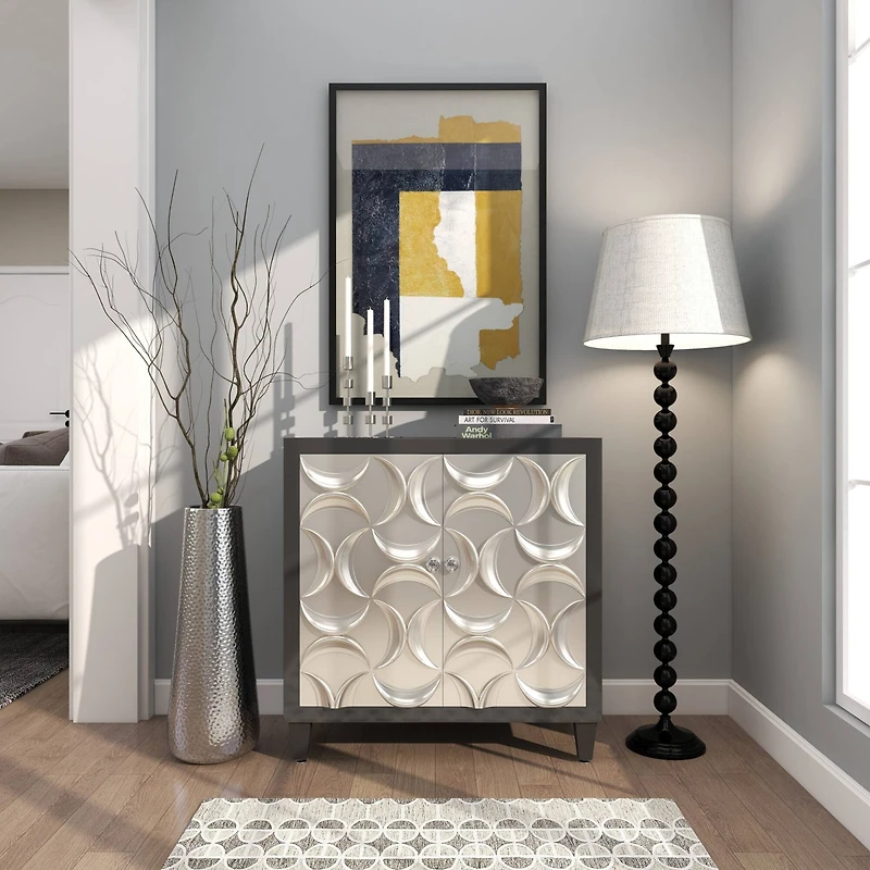 25" Silver Aluminum Tall Hammered Vase