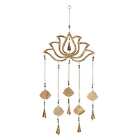Gold Mango Wood Eclectic Style Windchime, 15" x 30"