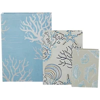 Light Blue Nature Print Canvas Faux Book Box Set