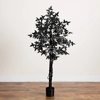 5ft. Artificial Halloween Black Maple Tree with Natural Trunk