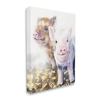 Stupell Industries Baby Piglets Smiling Adorable Farm Animals Canvas Wall Art