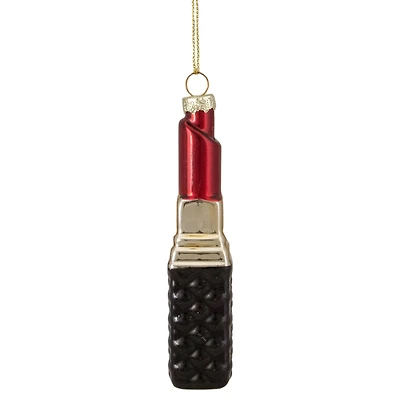 4.5" Red Lipstick Glass Christmas Ornament