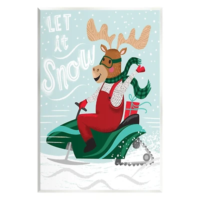 Stupell Industries Let It Snow Moose Sleigh Wall Plaque Art