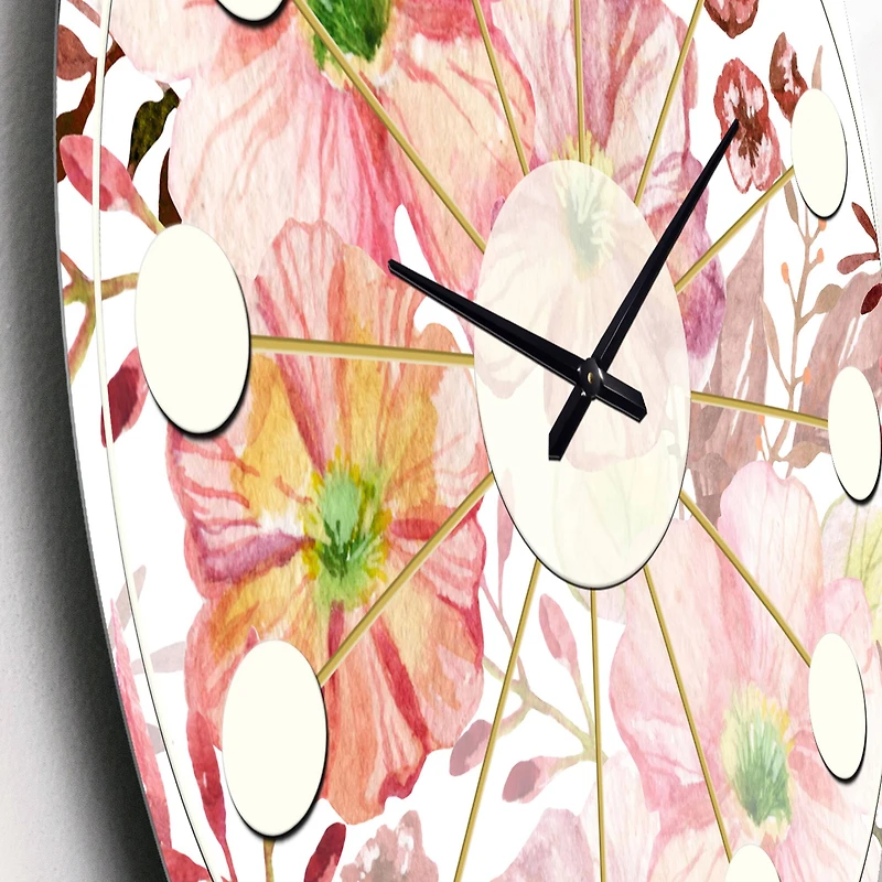 Designart 'Floral Botanical Retro Iii Mid-Century Modern Wall Clock