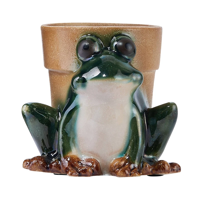 Hello Honey® 5.5" Green Stoneware Frog Planter