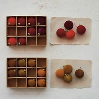 Hello Honey® 2" Brown Round Flocked Plastic Ball Ornament Set