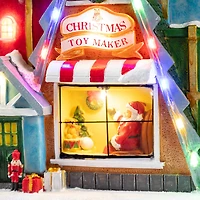 Glitzhome® 10.75" Lighted CHRISTMAS TOY MARKET Resin Village with Movement and Music
