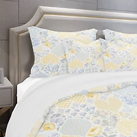 Designart 'Patchwork Pattern with Hearts' Patterned Bedding Set